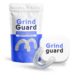 Grind Guard Night Guard packaging with a clear night guard and sanitary case on a white background
